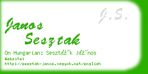 janos sesztak business card